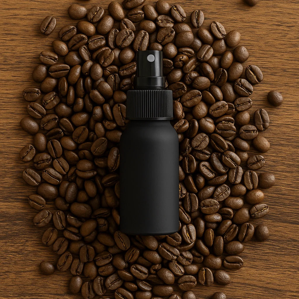 NEW RDT Ross Droplet Technique increases Extraction Basic Barista Scientific Article Coffee Beans on wooden table with RDT Spray Bottle on top