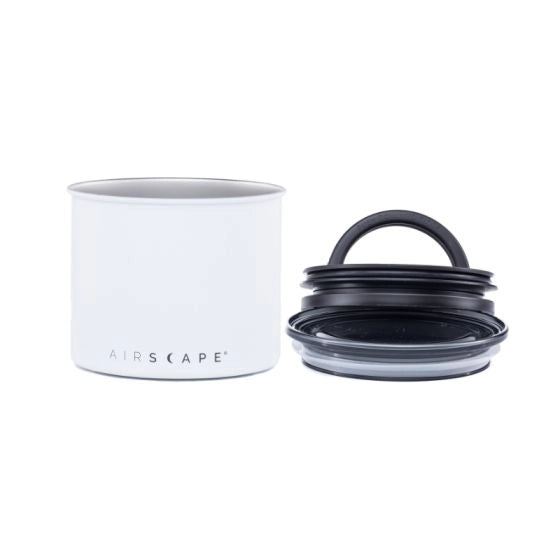 Airscape small coffee canister 4" Matte White Coffee bean container Basic Barista Australia Coffee Gear