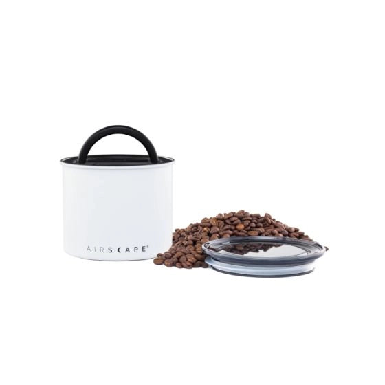 Airscape small coffee canister 4" Matte White Coffee bean container Basic Barista Australia Coffee Gear