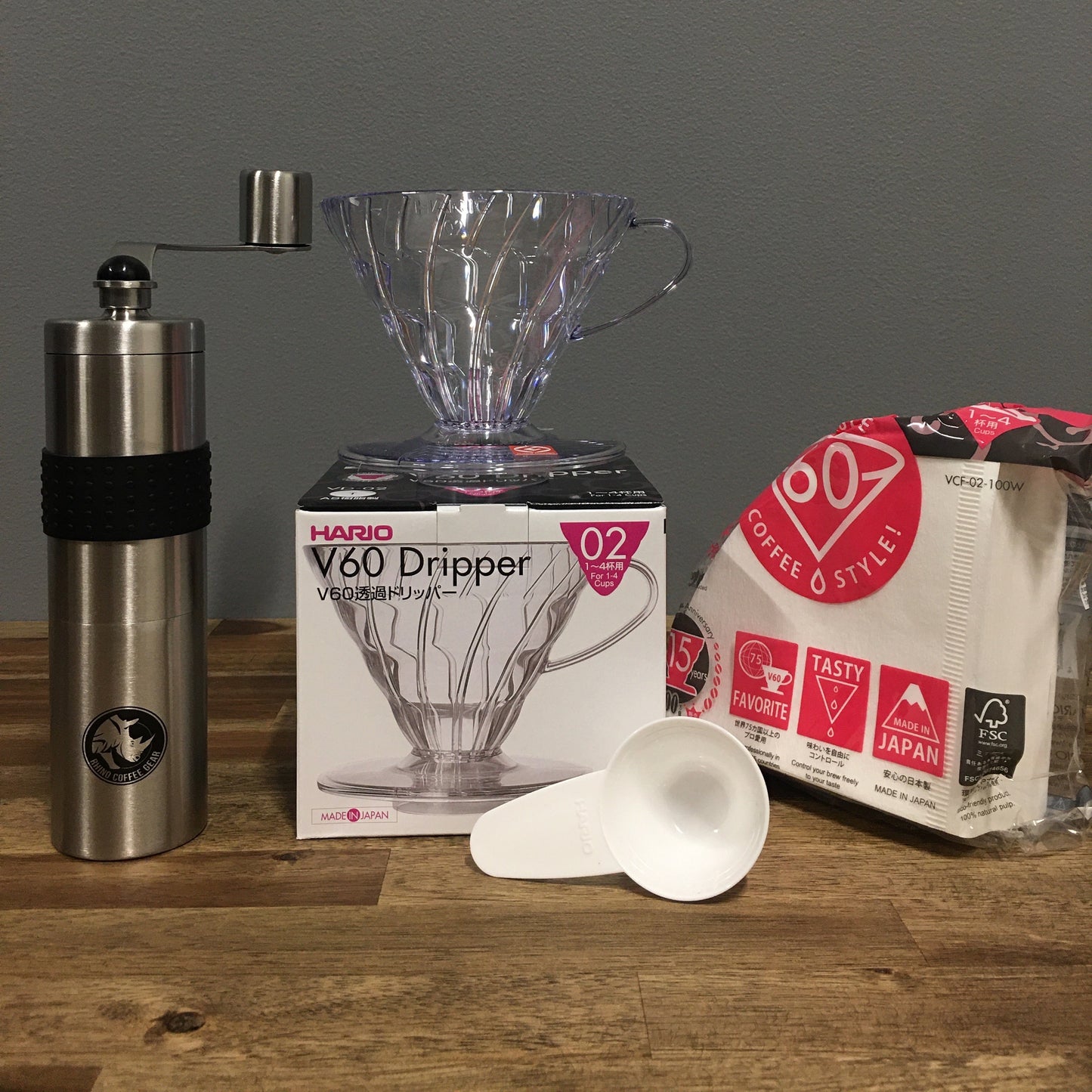 The Basic Barista Pour Over Coffee Kit Basic Kit Coffee Brewing Gear Barista Basics Coffee dripper entry level budget grinder cone filter