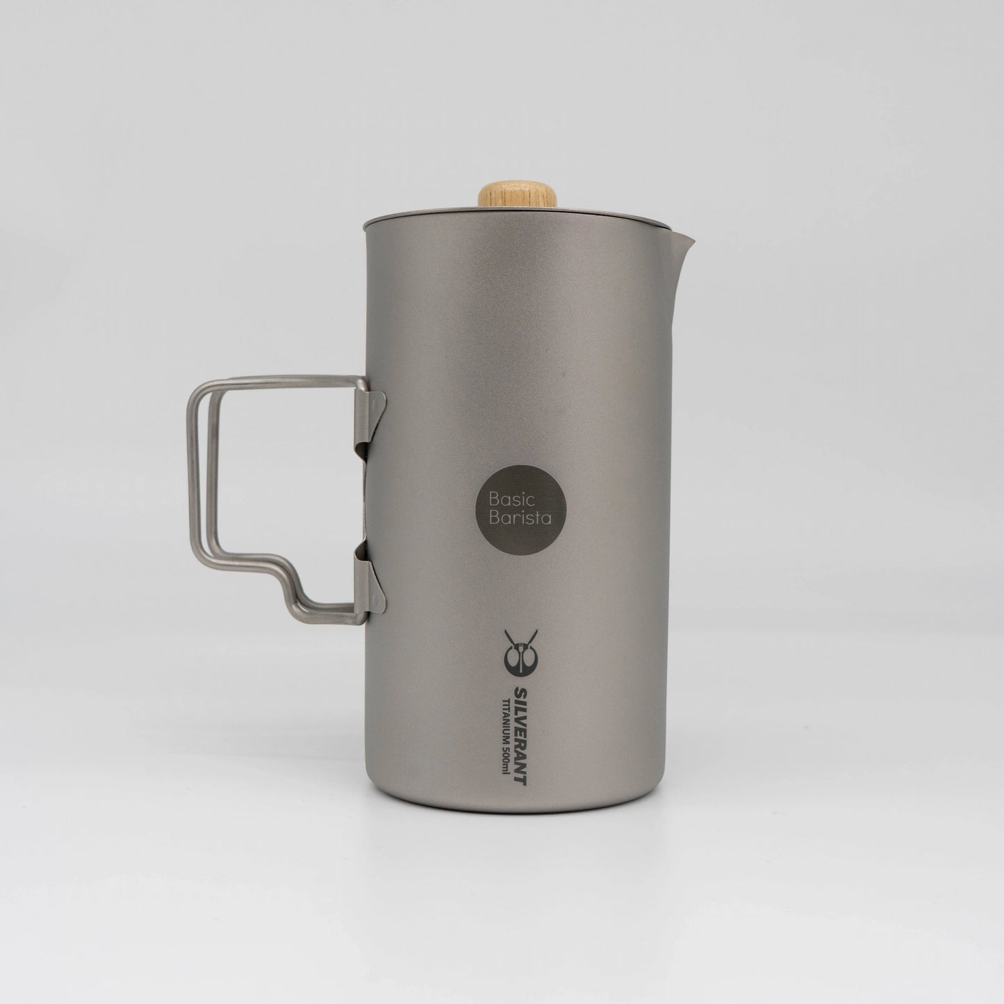 Silverant french coffee press on a white background - Titanium coffee gear Basic Barista