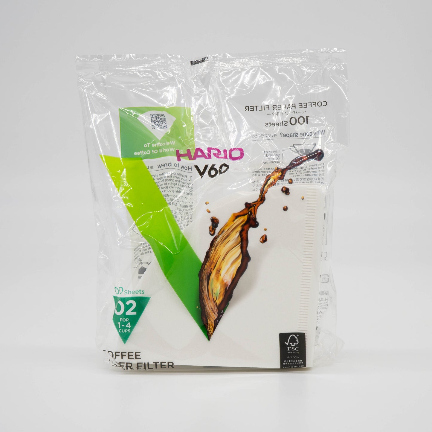 Hario V60 coffee paper filter package on a white background 02