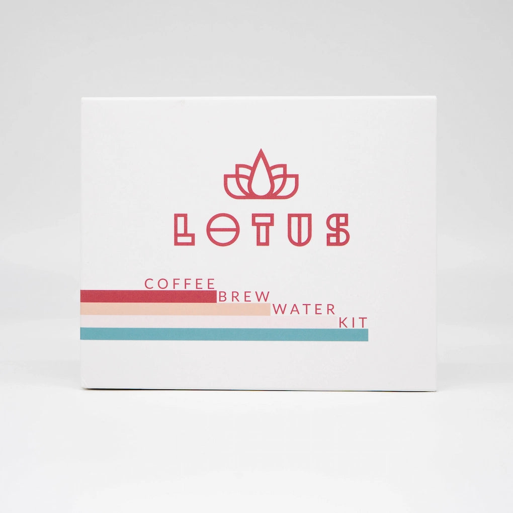 Lotus Coffee Brew Water Kit packaging on a white background Basic Barista Water Brewing Minerals Coffee Gear
