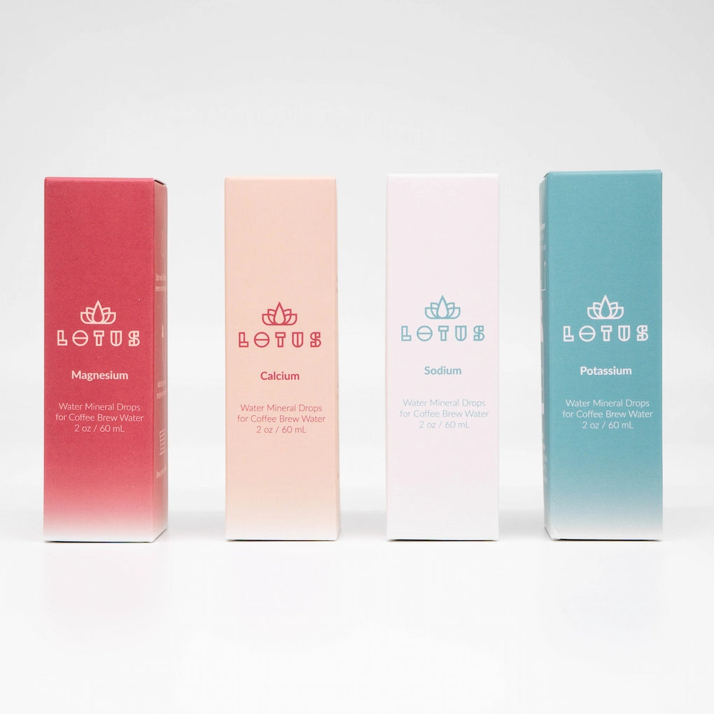Lotus Coffee Brew Water Kit individual packaging on a white background Basic Barista Water Brewing Minerals Coffee Gear