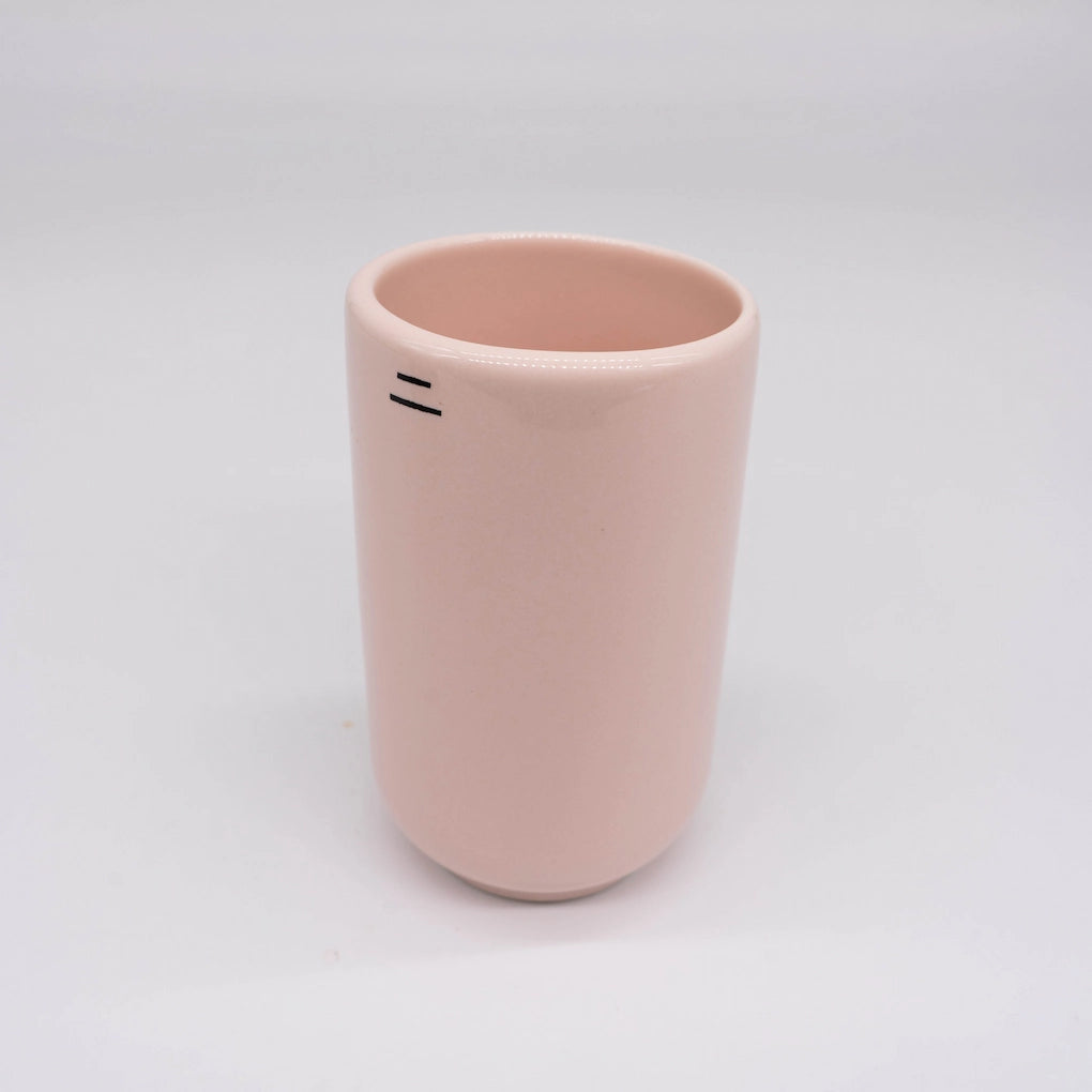 Ni Wares Kiki Cup Ceramic Coffee Cup Pink Matte pink Flute cup dual-lip on grey background Thick Lip dual lines