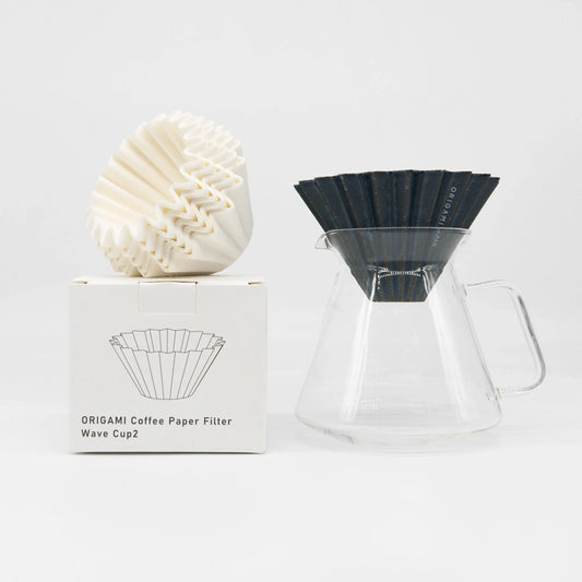Origami Coffee Dripper Bundle Origami Dripper Ceramic Limited Edition Origami Sukumo Dripper Glass Server and coffee filter papers Basic Barista Coffee Gear