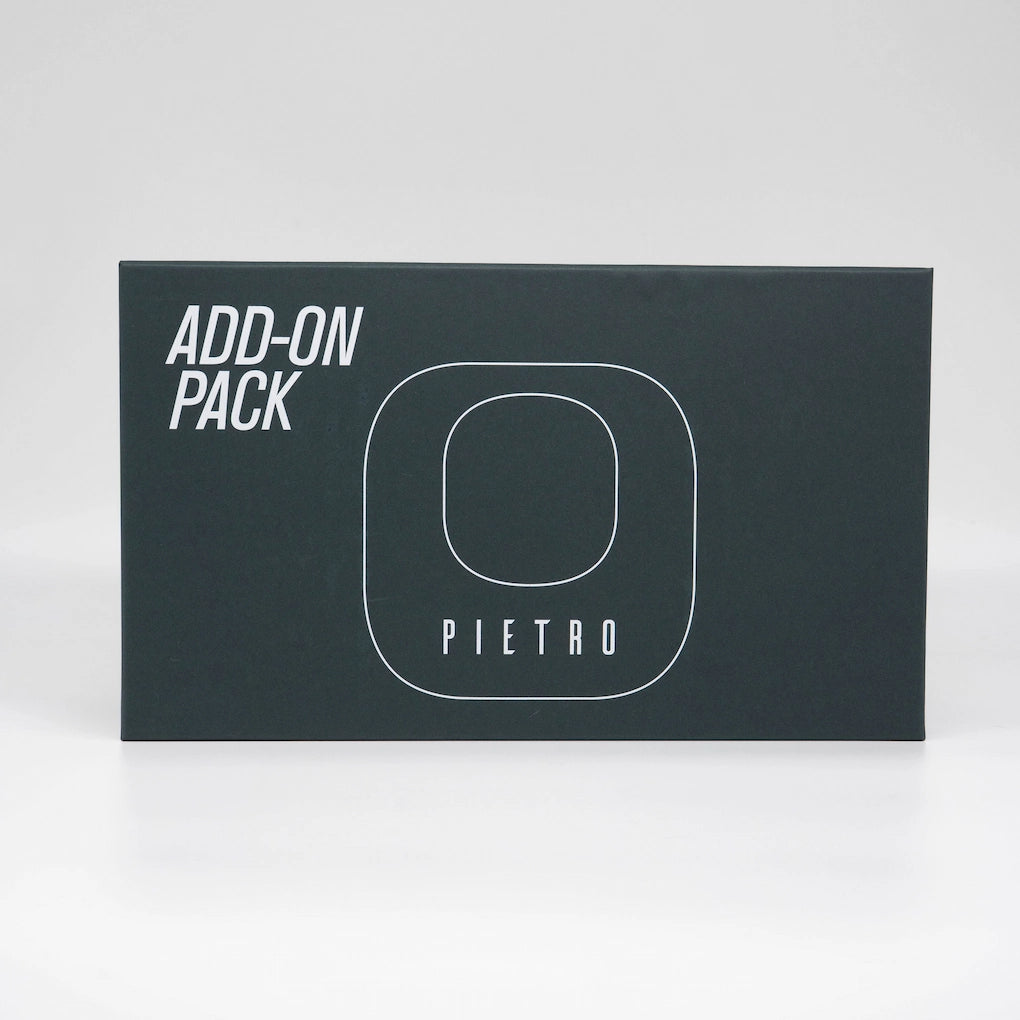 Pietro Add On Pack Coffee Grinder Stand Coffee Dose Funnel and Coffee Grinder Brush all in box on a white background