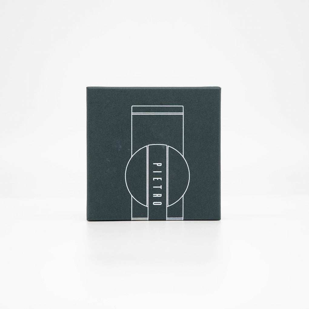 Pietro M Modal Replacement Coffee Burrs in dark green packaging box on white background Basic Barista Coffee Gear