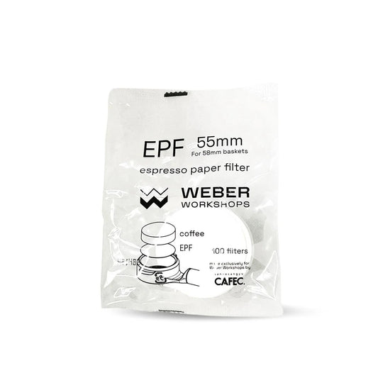 Espresso Paper Filter EPF Coffee Filters Weber Workshops Cafec Japan Coffee Filter Papers Basic Barista Australia Melbourne 55mm for 58mm portafilter 58mm baskets 100 filters 100pk