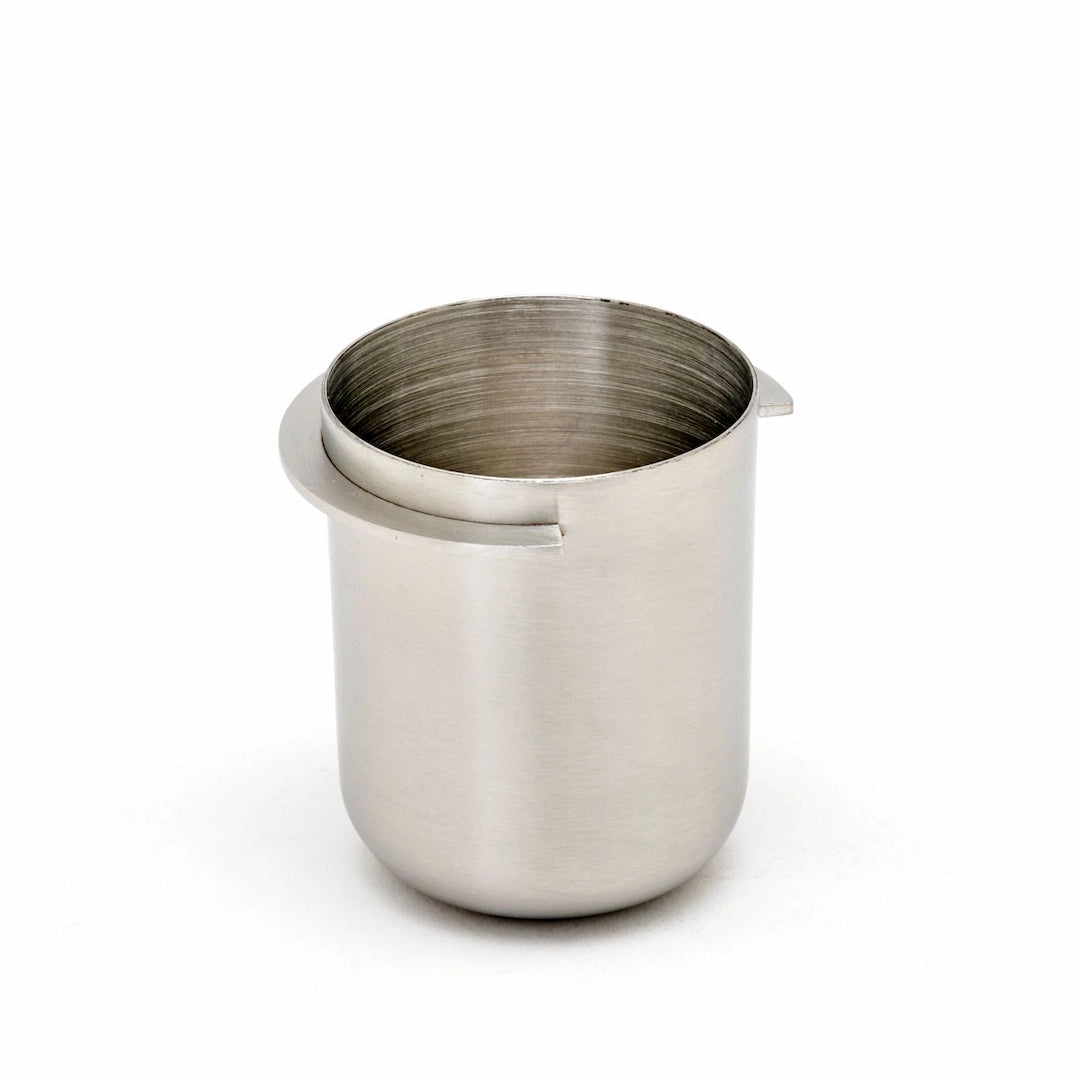 Stainless steel precision coffee dosing cup for grinder on a white background - Espresso dose cup Portafilter coffee grounds funnel Basic Barista Espresso coffee gear