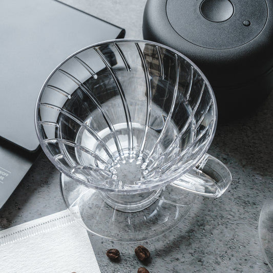 Hario V60 Dripper 02 Clear Plastic Basic Barista Pour Over Cone Plastic Coffee Dripper Melbourne Australia coffee Brewing Equipment
