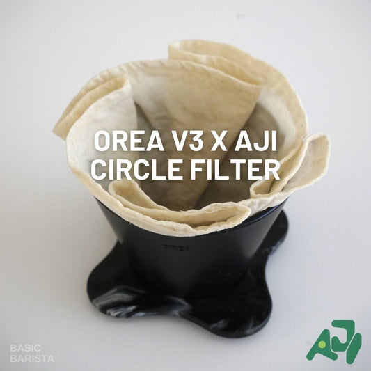 Aji Circle Filter brewing experiement recipe with Orea V3 Dripper Basic Barista and Aji Filter Collaboration 