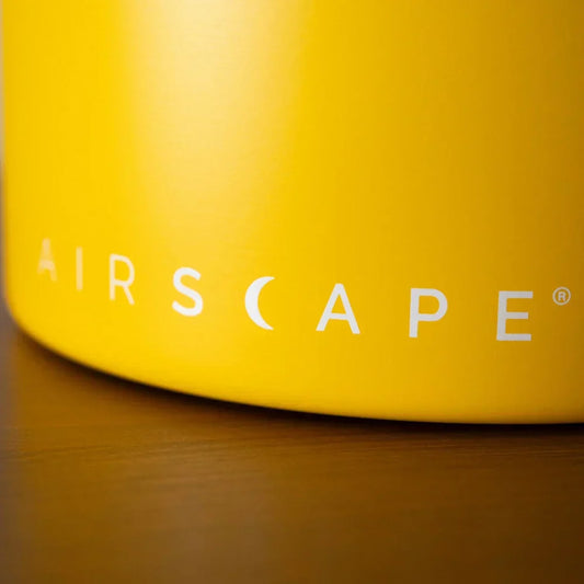 Single Dose Coffee Beans Coffee Stoagre - Airscape Canister Yellow branded 'AIRSCAPE'