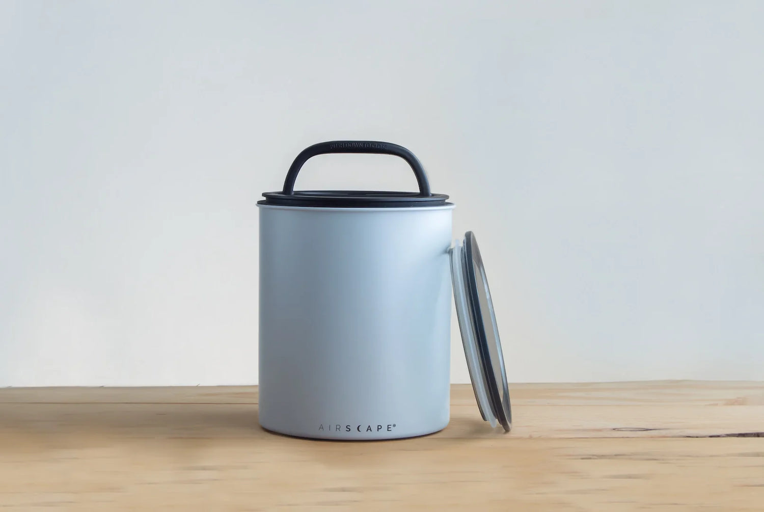 Airscape Coffee Canister Coffee Bean Storage Tin Metal Bin Basic Barista 1 kilo Matte Grey Basic Coffee Bean Storage