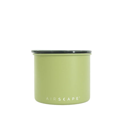 Airscape Matte Lichen Green coffee canister small size with white background Basic Barista Coffee Gear