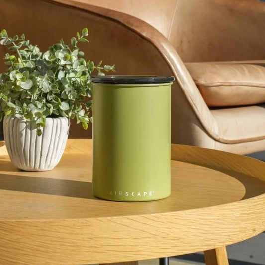 Airscape Coffee Canister Green Matte Lichen Basic Barista Coffee Bean Storage canisters coffee beans 500g 