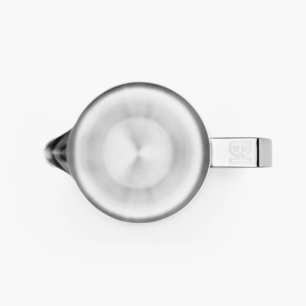 Barista Hustle Stainless Steel Coffee Pitcher Milk birds eye view