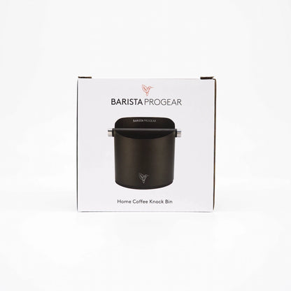 Black cylindrical coffee knock box container on a white background. Barista Supplies Matte Black Metal Barista Knock Box - Coffee Gear Online Basic Barista