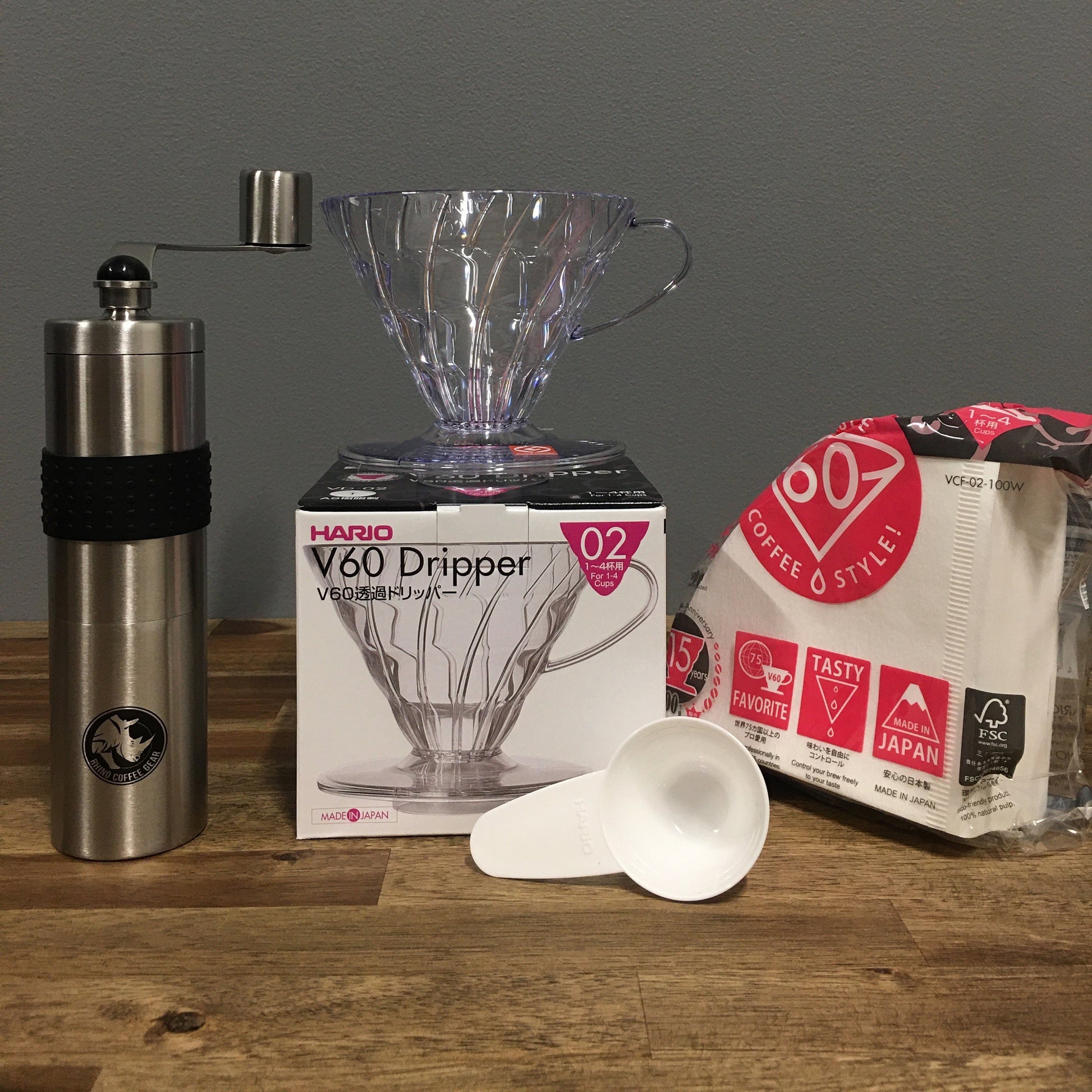 The Basic Barista Pour Over Coffee Kit Basic Kit Coffee Brewing Gear Barista Basics Coffee dripper entry level budget grinder cone filter