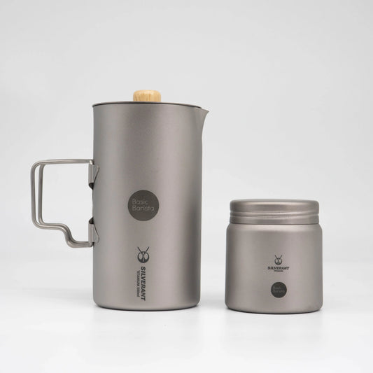 Basic Barista Titanium French Press & Coffee Bean Container Set