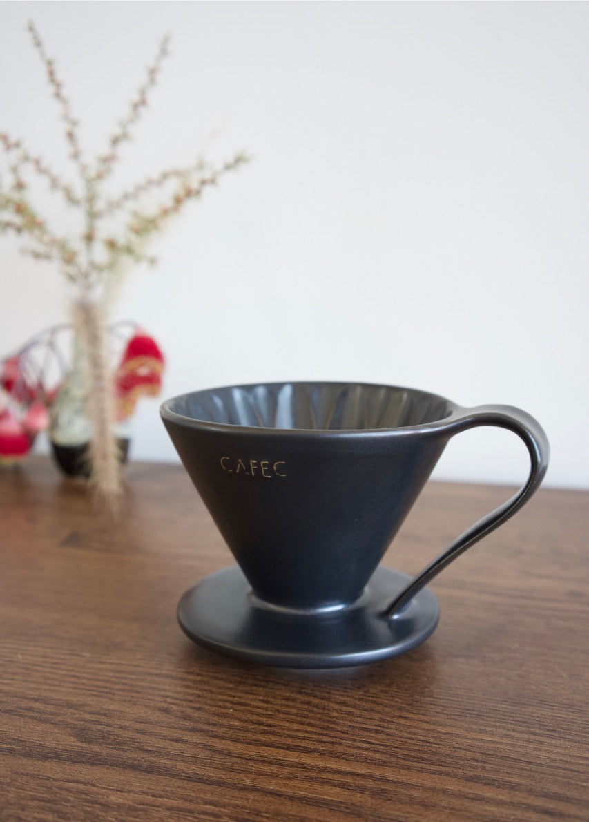 Cafec Flower Dripper Black Cafec Abaca Flower brewers Black coffee brewer Ceramic coffee maker Basic Barista Australia Melbourne Coffee Brewing Gear Hero Photography