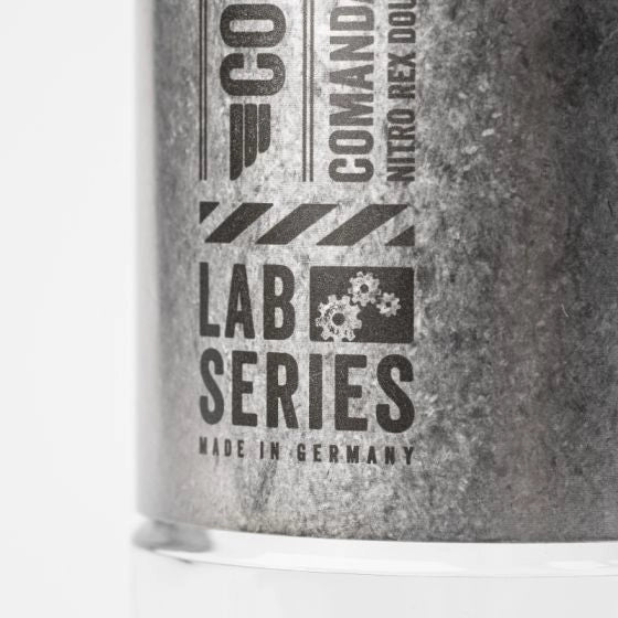 Metal canister with 'Comandante Lab Series Made In Germany' and branding on a white background 
Comandante Tigershark Grinder