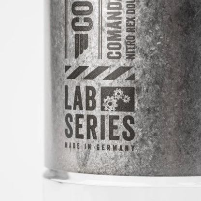 Metal canister with 'Comandante Lab Series Made In Germany' and branding on a white background 
Comandante Tigershark Grinder