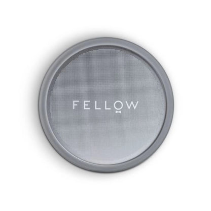 Round Circle Fellow Prismo Stainless Steel AeroPress Filter replacement for Fellow Prismo Adaptor on white background. Basic Barista Product Image