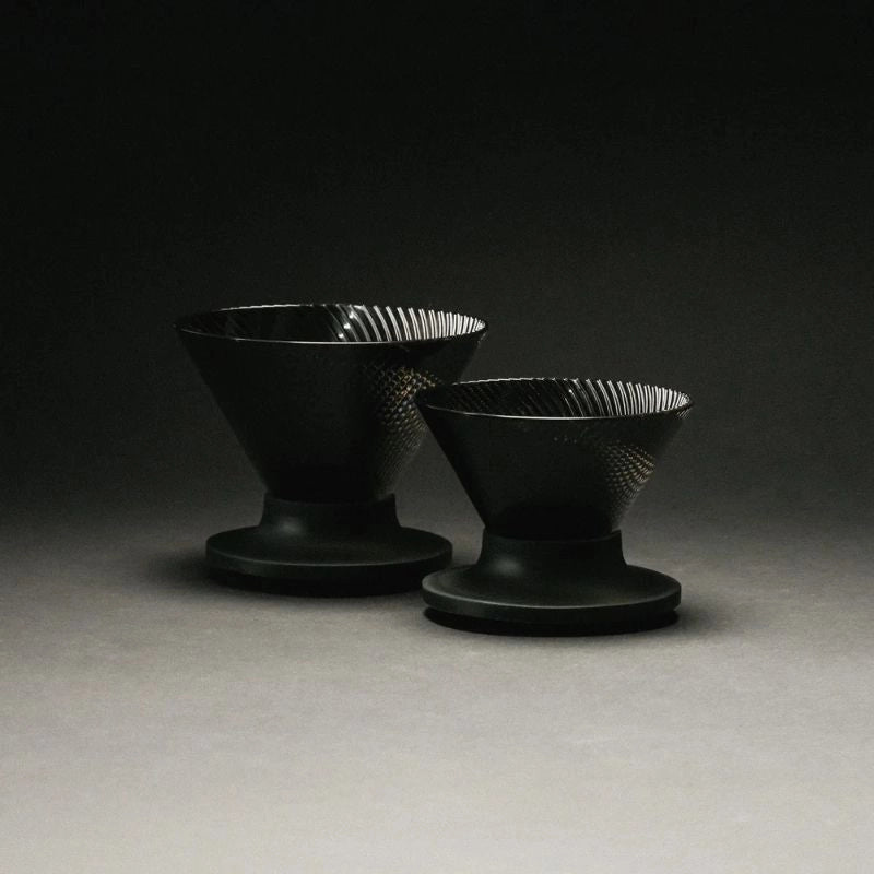 Hario V60 NEO Dripper Black Coffee Pour Over Cone Dirpper ribbed walls 01 size next to 02 size Basic Barista POur over coffee dripper