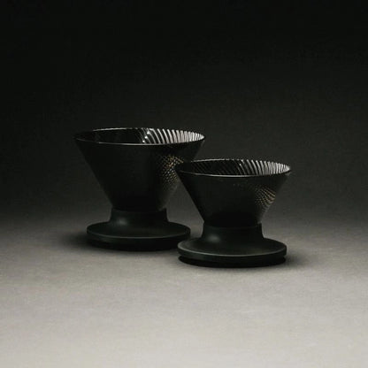 Hario V60 NEO Dripper Black Coffee Pour Over Cone Dirpper ribbed walls 01 size next to 02 size Basic Barista POur over coffee dripper