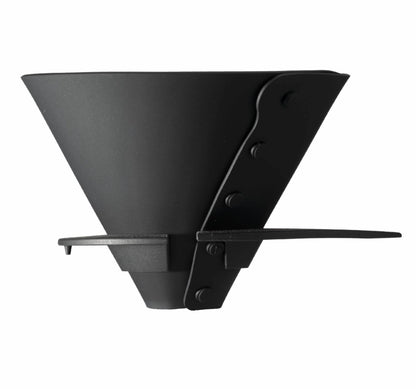 HARIO V60 Zebrang Flat Dripper - Black Soft Silicon Folding travel coffee dripper on white background Basic Barista Travel Coffee Gear
