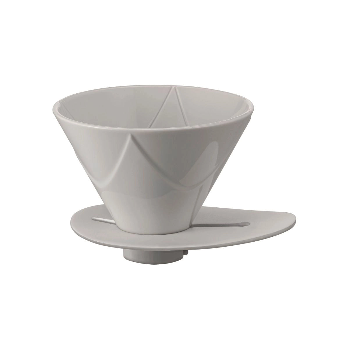 White ceramic coffee filter on a white background Hario V60 Mugen Dripper Single Pour Coffee Brewer Basic Barista