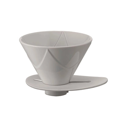 White ceramic coffee filter on a white background Hario V60 Mugen Dripper Single Pour Coffee Brewer Basic Barista