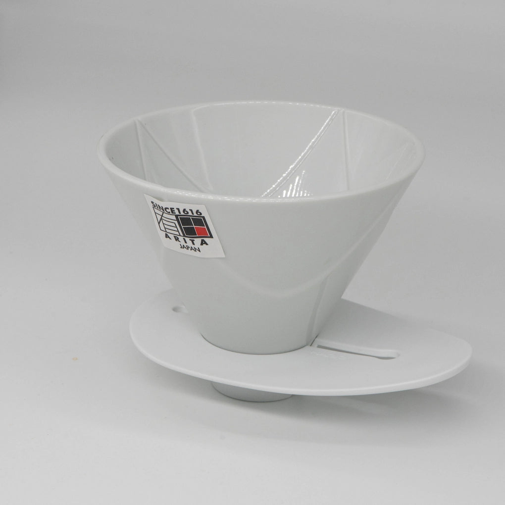 Hario V60 Mugen Dripper Ceramic White Coffee Pour Over Cone Basic Barista on Grey Background
