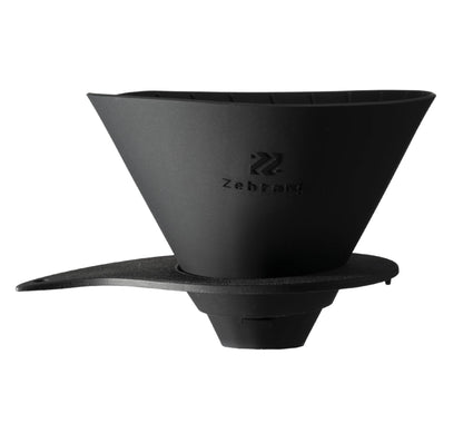 HARIO V60 Zebrang Flat Dripper - Black Soft Silicon Folding travel coffee dripper on white background Basic Barista Travel Coffee Gear
