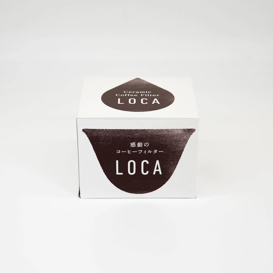 Box of LOCA coffee filters on a white background