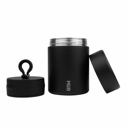 Miir Black Stainless Steel Vacuum Coffee Storage Canister on white background Basic Barista