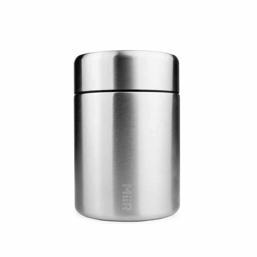 Miir Stainless Steel Vacuum Coffee Storage Canister on white background Basic Barista