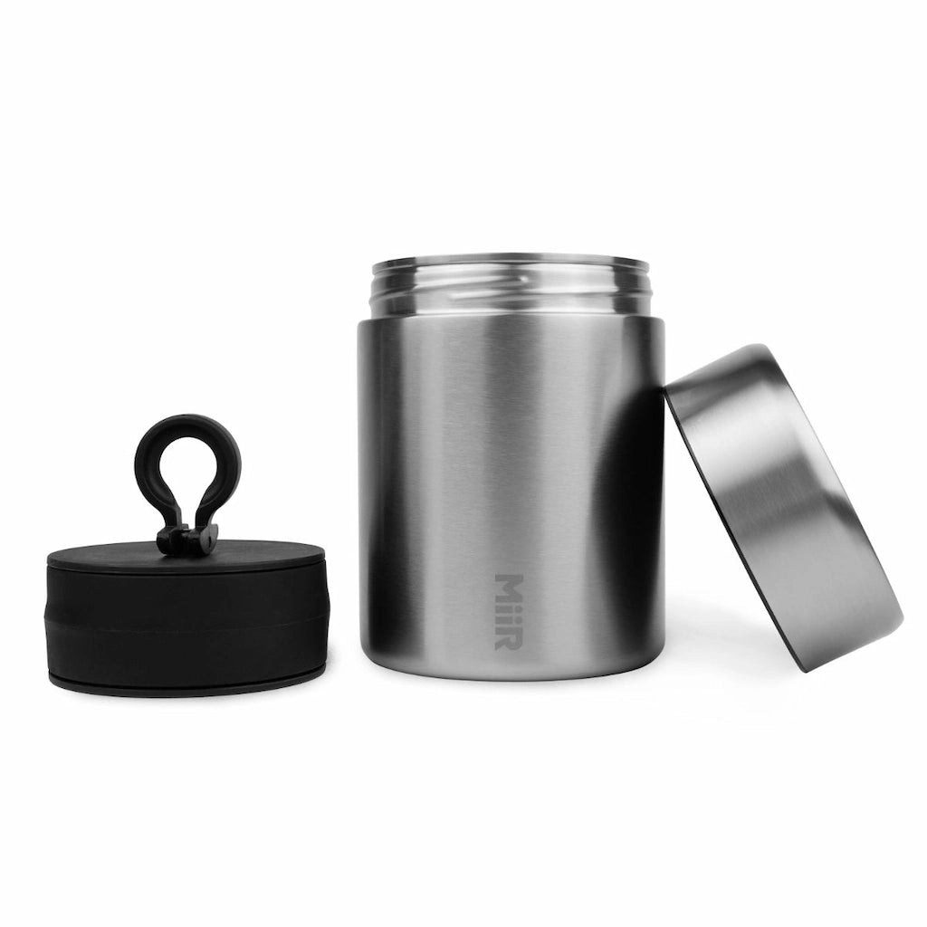 Miir Stainless Steel Vacuum Coffee Storage Canister on white background Basic Barista