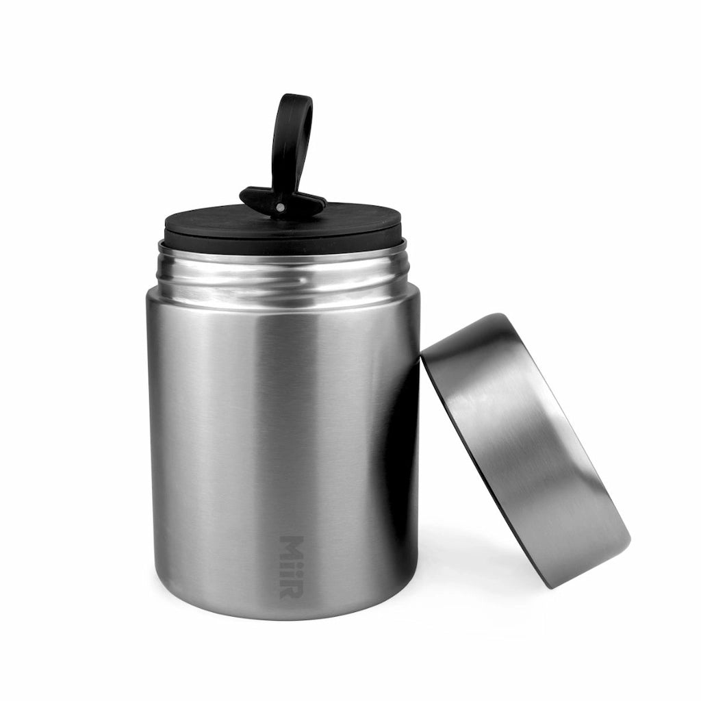 Miir Brushed Stainless Steel Vacuum Coffee Storage Canister on white background Basic Barista