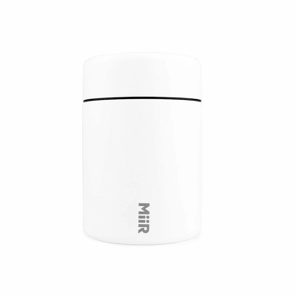 Miir White Vacuum Coffee Storage Canister on white background Basic Barista