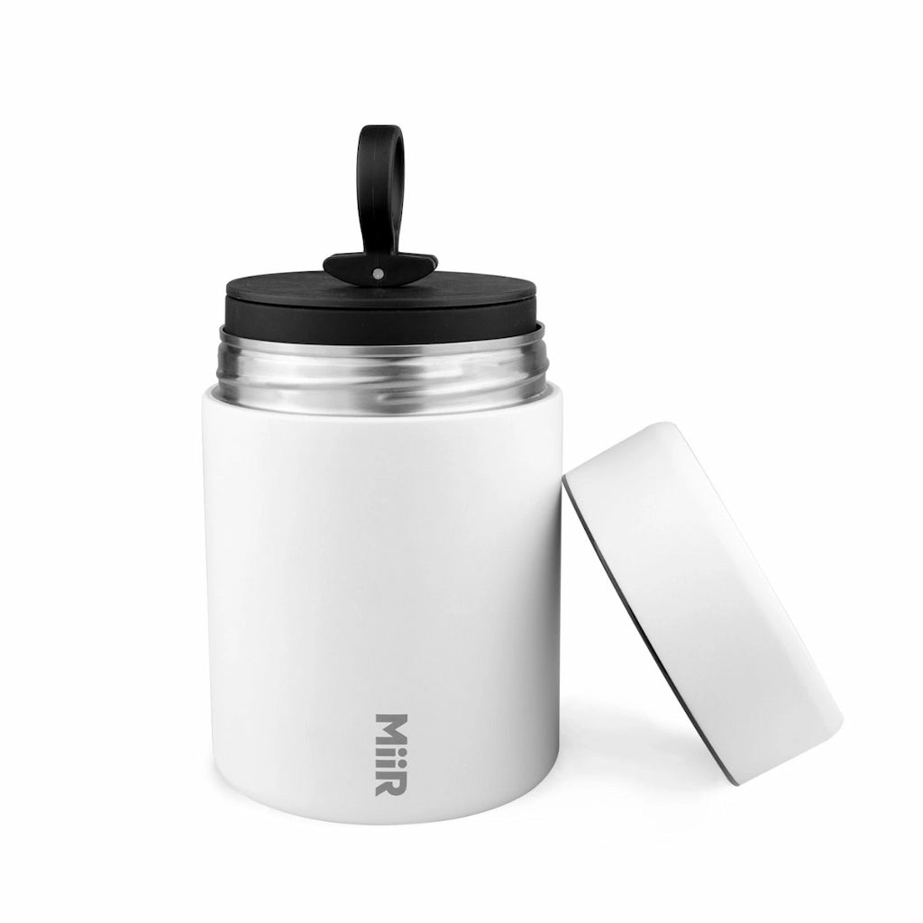 Miir White Vacuum Coffee Storage Canister on white background Basic Barista