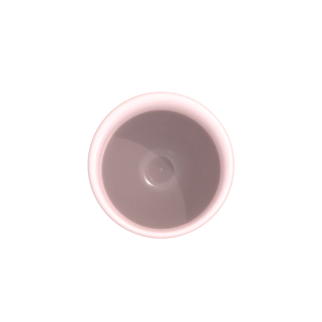 Ni Wares Kiki Cup Ceramic Coffee Cup Pink Matte pink Flute glass cup dual-lip Png background Birds eye view Dimple Basic Barista Coffee Cups