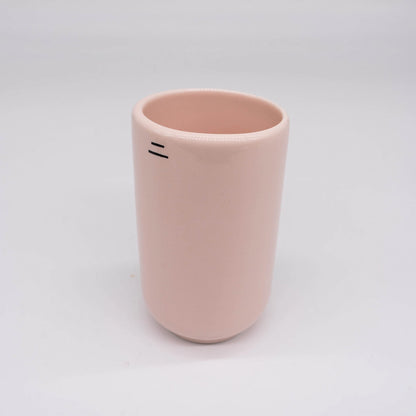 Ni Wares Kiki Cup Ceramic Coffee Cup Pink Matte pink Flute cup dual-lip on grey background Thick Lip dual lines