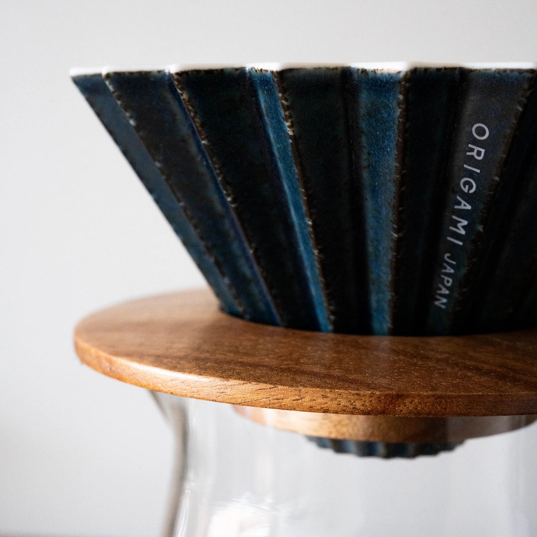 Origami Dripper Holder Ring - Wood on a white background