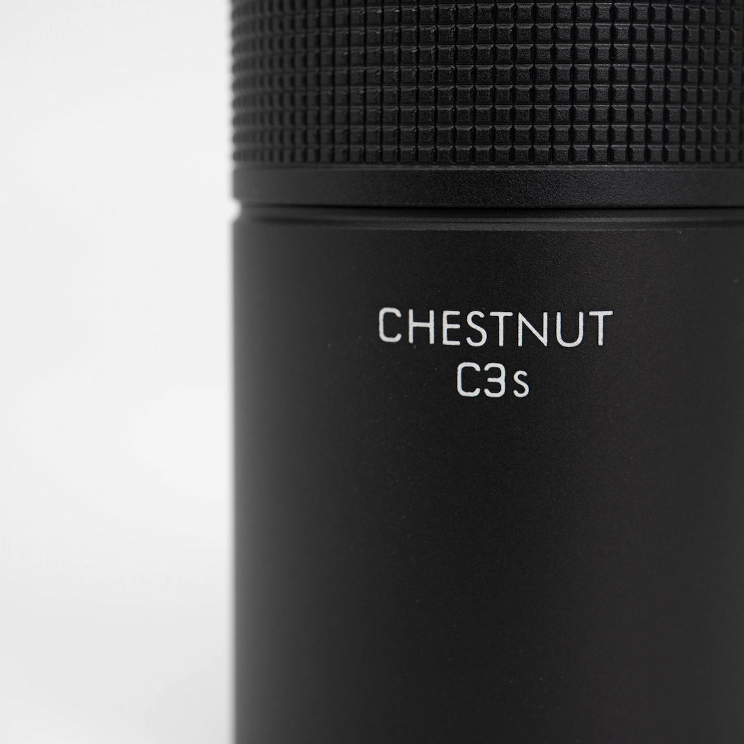 Timemore Chestnut C3s Coffee Grinder Close Up Hand Held Matte Black Basic Barista