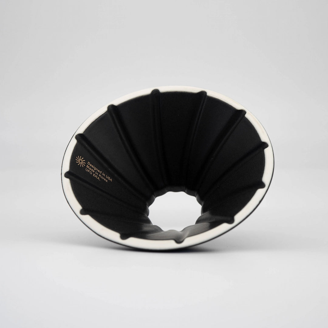 UFO Dripper Ceramic Matte Black Pour Over Coffee Dripper on white background Basic Barista Coffee Gear Online