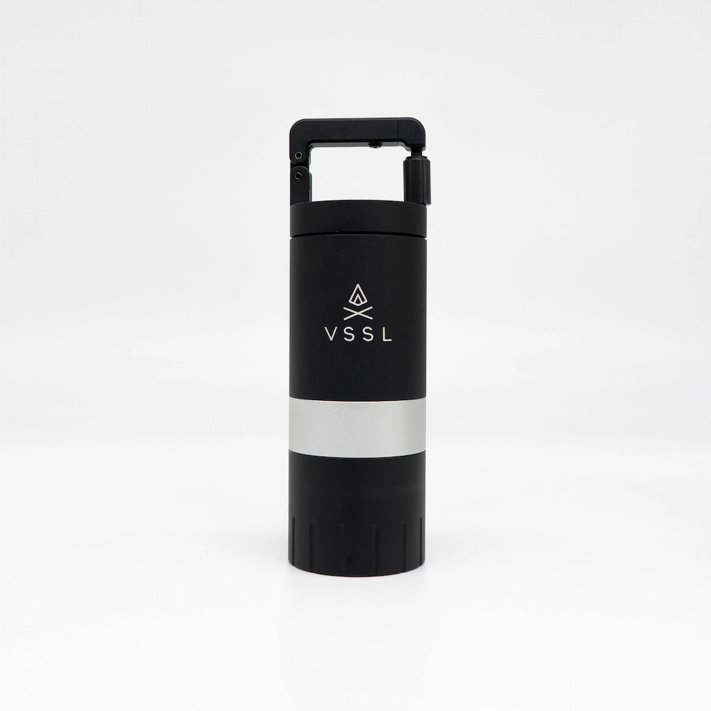 Vssl Java G series G25 Coffee Grinder Matte black metal travel coffee grinder on white background
