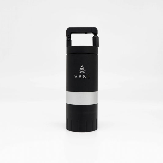 Vssl Java G series G25 Coffee Grinder Matte black metal travel coffee grinder on white background