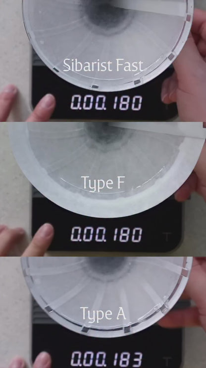 Comparing different types of UFO Filter Papers Basic Barista Coffee Drippers UFO Filter paper - Sibarist Filters Edition Type A and Type F Fast UFO Filter papers _leehyunjinn